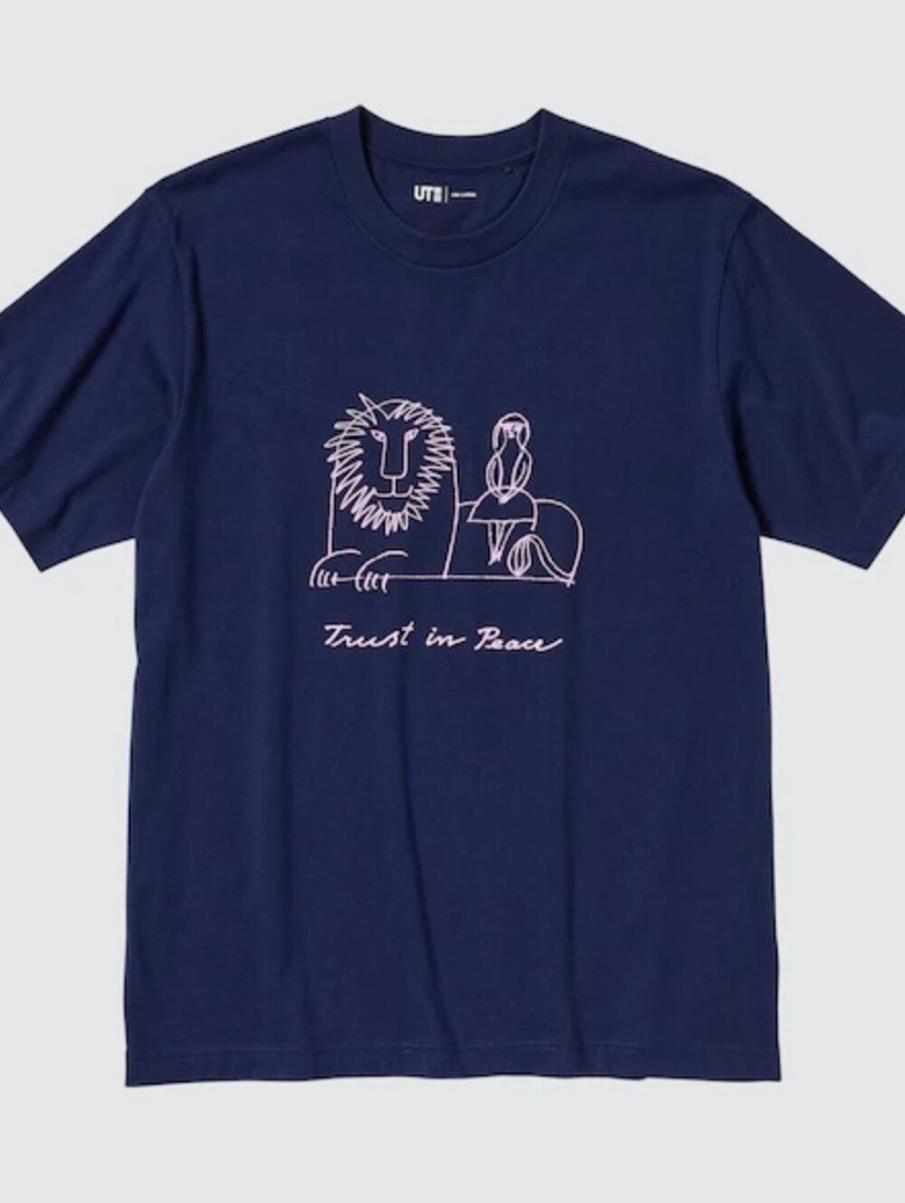 UNIQLO Navy 'Trust in Peace' Lion Graphic Tee